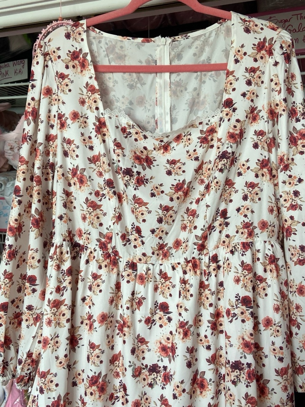 Shein White Midi Dress With Warm Floral Print Size 14 1XL NWOT